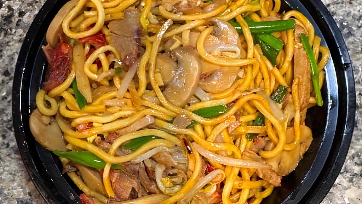 98. Roast pork lo mein.