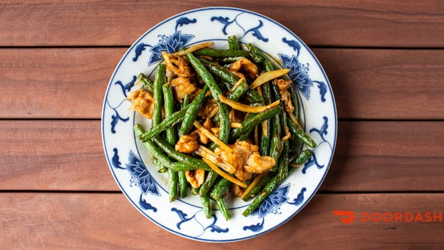 69. Ginger chicken with string beans.