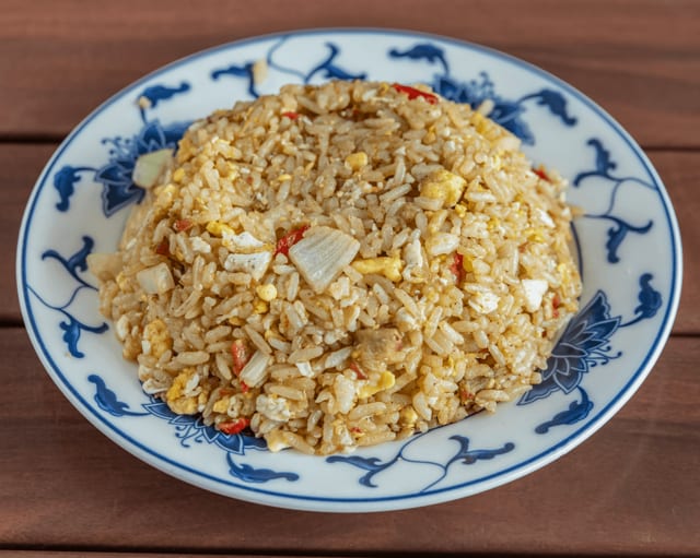 104. Roast pork fried rice.