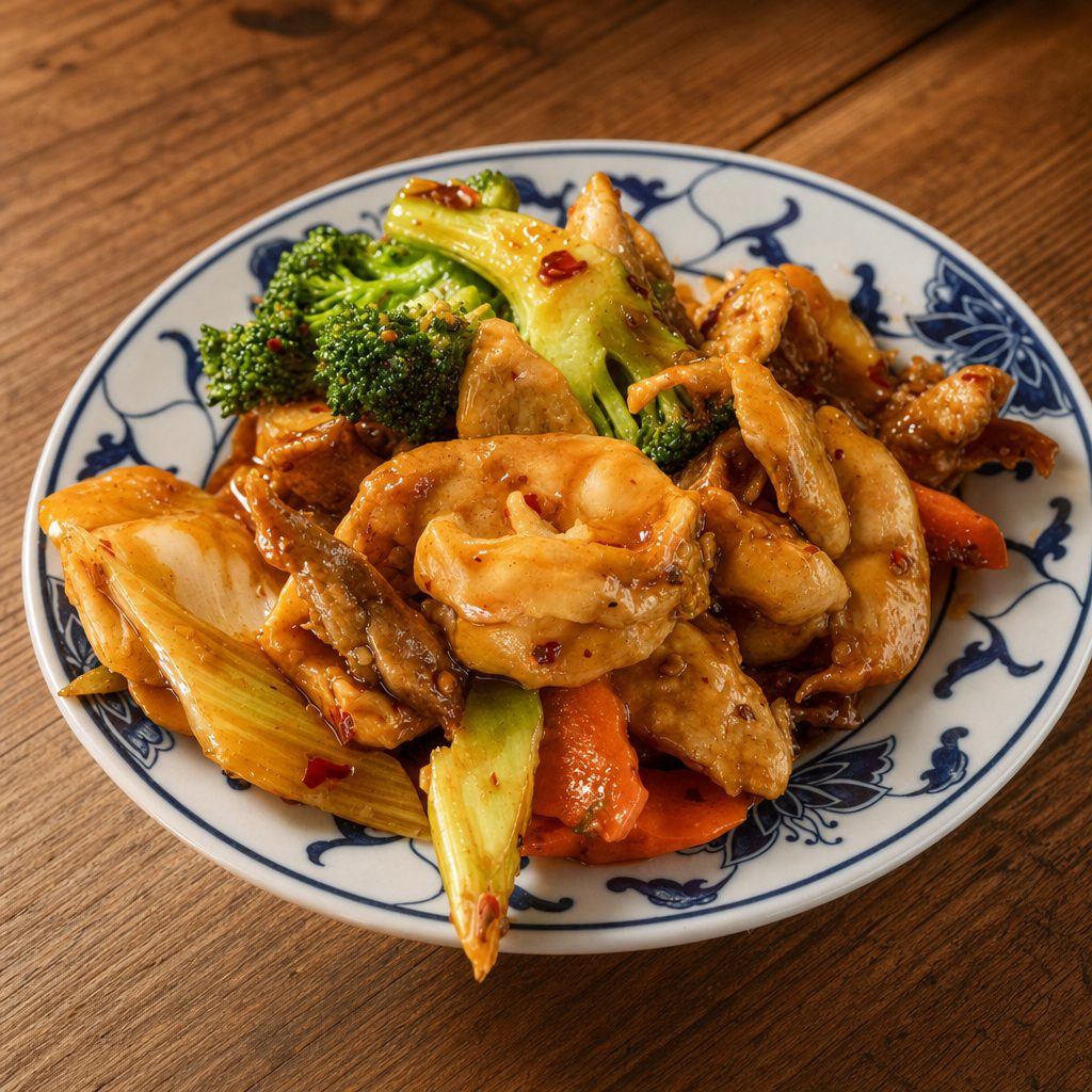 S-33. Triple delight in garlic sauce.